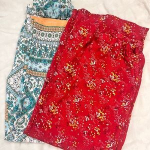 Floral and Geometric Print Flowy Pants